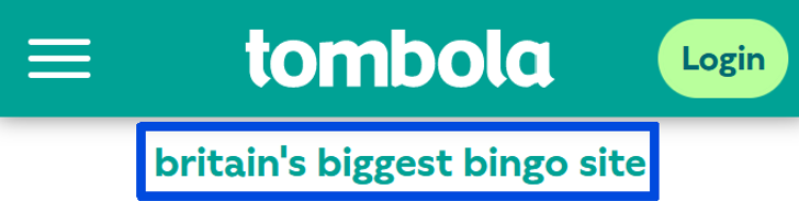 tombola mobile header strapline screenshot