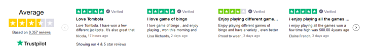 TrustBox Carousel Widget displaying tombola reviews.