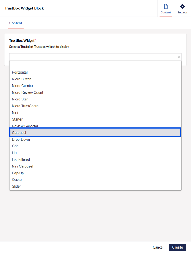 Umbraco Backoffice TrustBox widget setup step 7