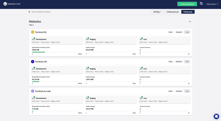 Umbraco Cloud portal screenshot