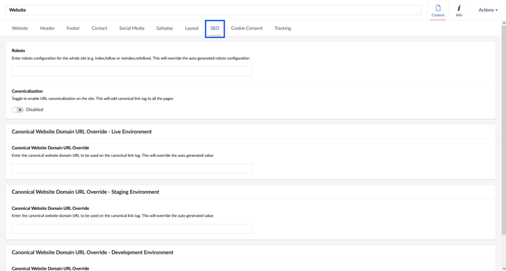 SEO configuration screenshot