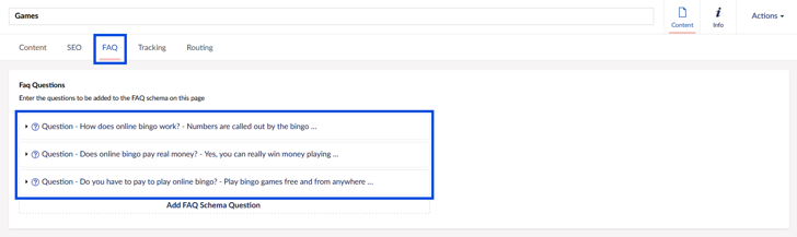 Umbraco Backoffice FAQ Schema section