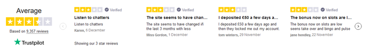 TrustBox Carousel Widget displaying tombola 3 star reviews.