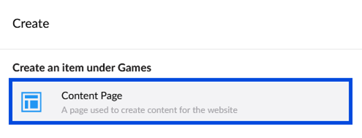 Umbraco Backoffice create new page step 2