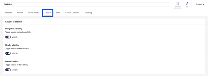 Website Layout configuration screenshot