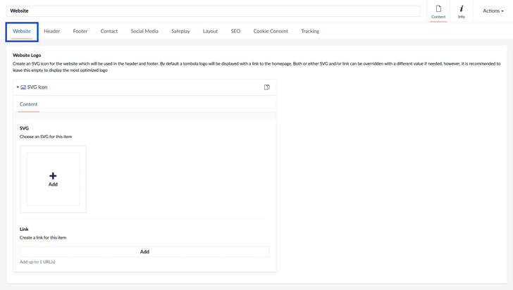 Website configuration screenshot