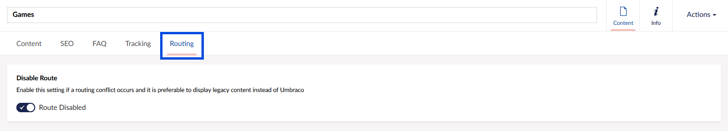 Umbraco Backoffice Bingo Games Routing section