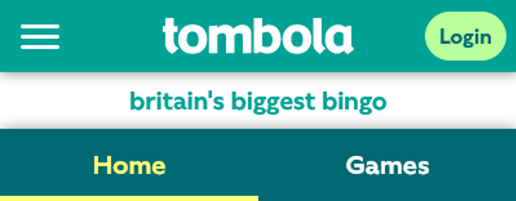tombola header with link menu screenshot
