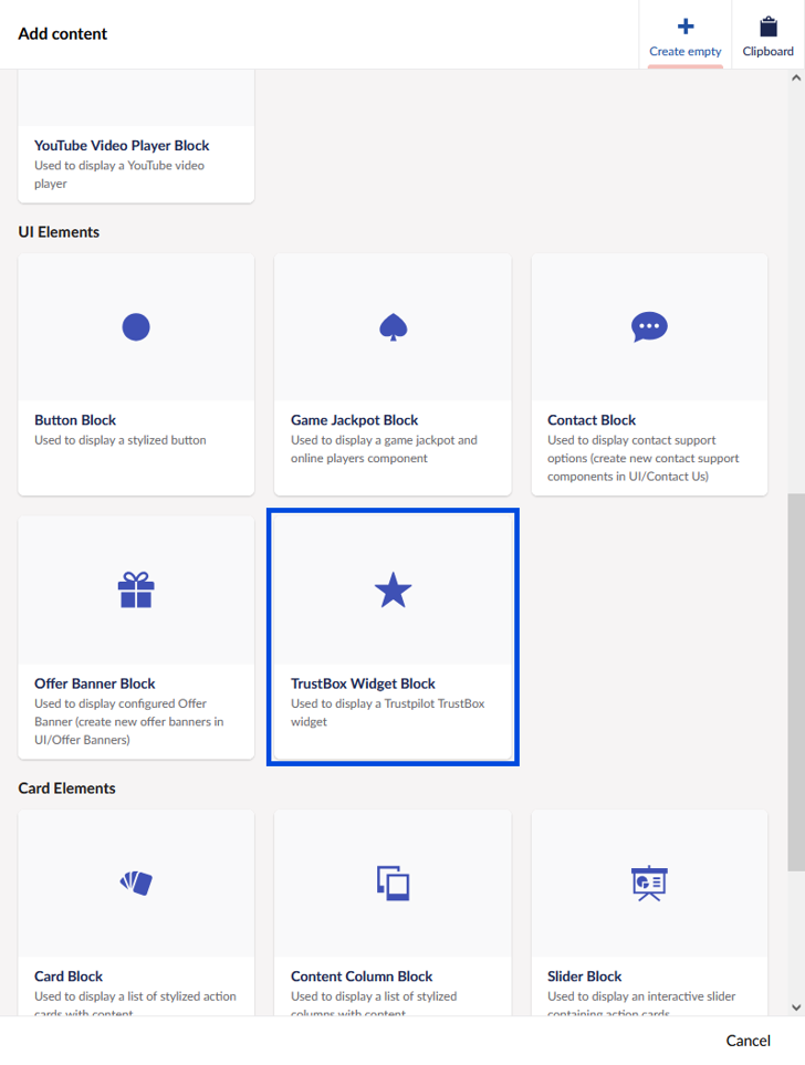 Umbraco Backoffice TrustBox widget setup step 6