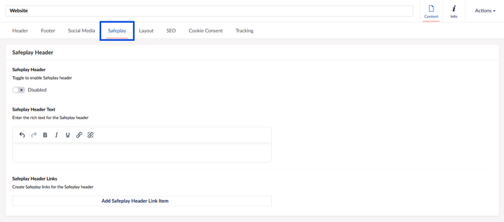Website Safeplay configuration screenshot