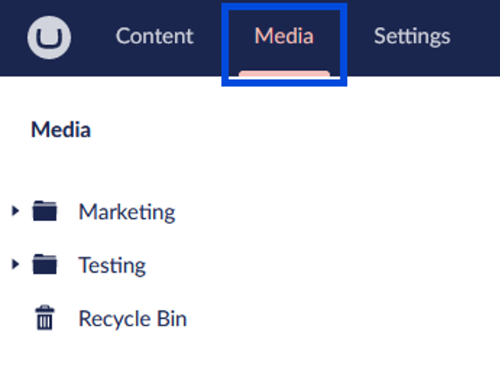 Backoffice media section scrreenshot